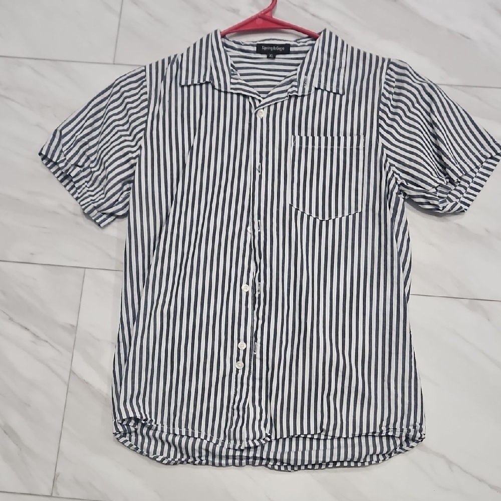 Kids Blue and White Striped Button-Down Shirt